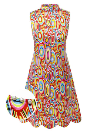[Pre-Sale] Multicolor 1960s Pearl Button Sleeveless Dress