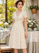 Pure Cotton Beige 1940s Puff Sleeves Floral Dress