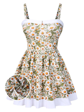 [Pre-Sale] 1950s Spaghetti Strap Daisy Binding Swimdress